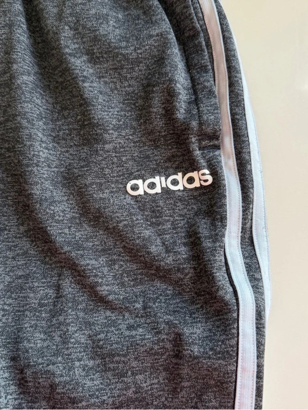 adidas Men's Charcoal Gray Joggers with White Stripes unisex